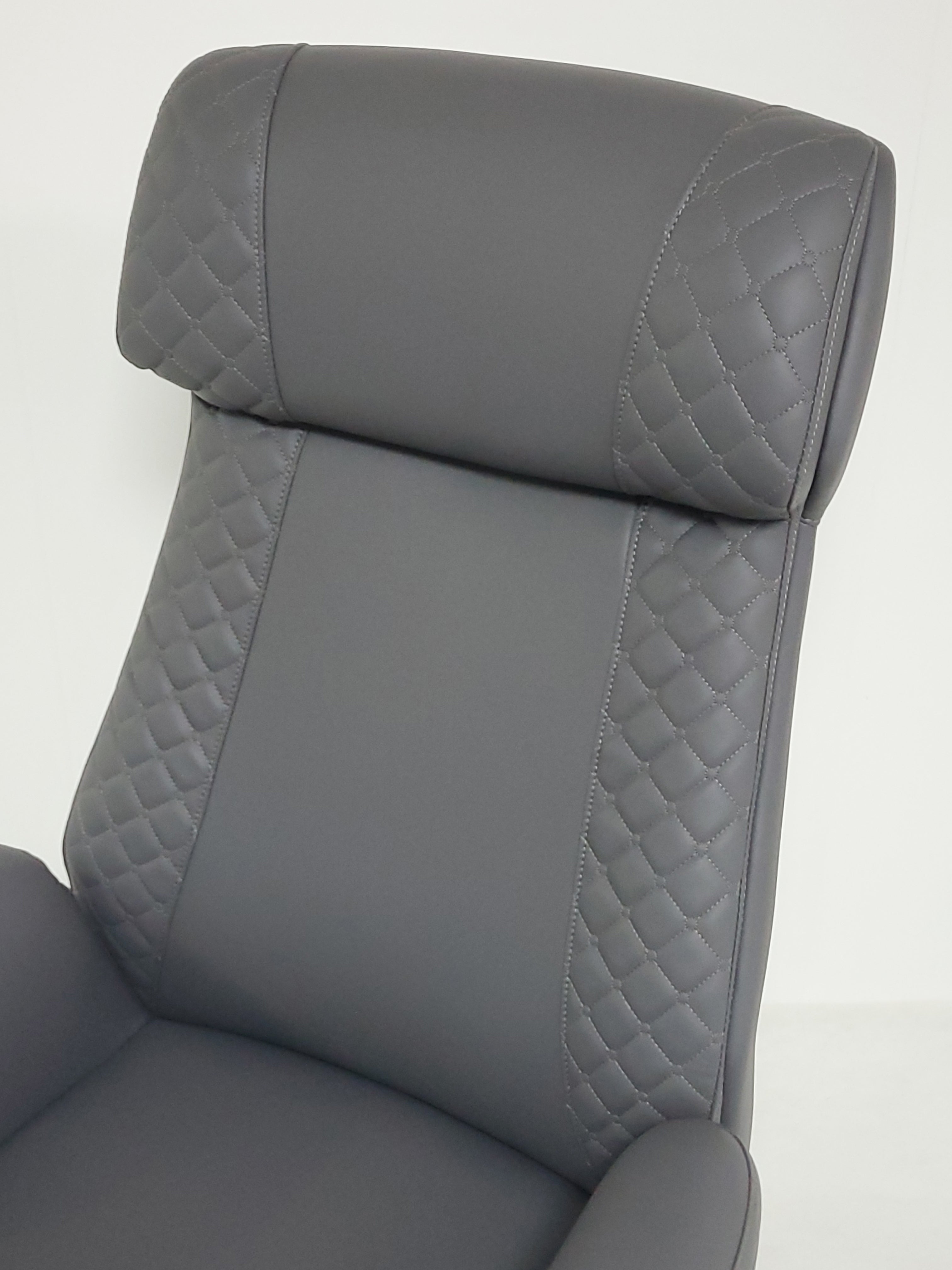 Modern High Back Grey Leather Executive Office Chair with Winged Arms - DT8534A